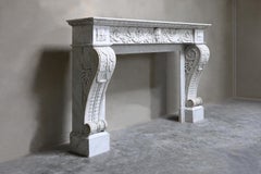 Camino antico in marmo di Carrara del 19° secolo. - Stile Luigi XVI