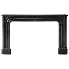 Antique Marble Fireplace of Nero Marquita Marble, 19th Century, Louis XIV Style
