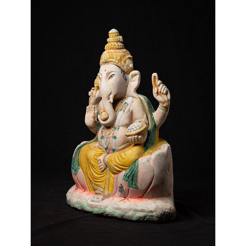 Antique Marble Ganesha Statue from Burma In Good Condition For Sale In DEVENTER, NL