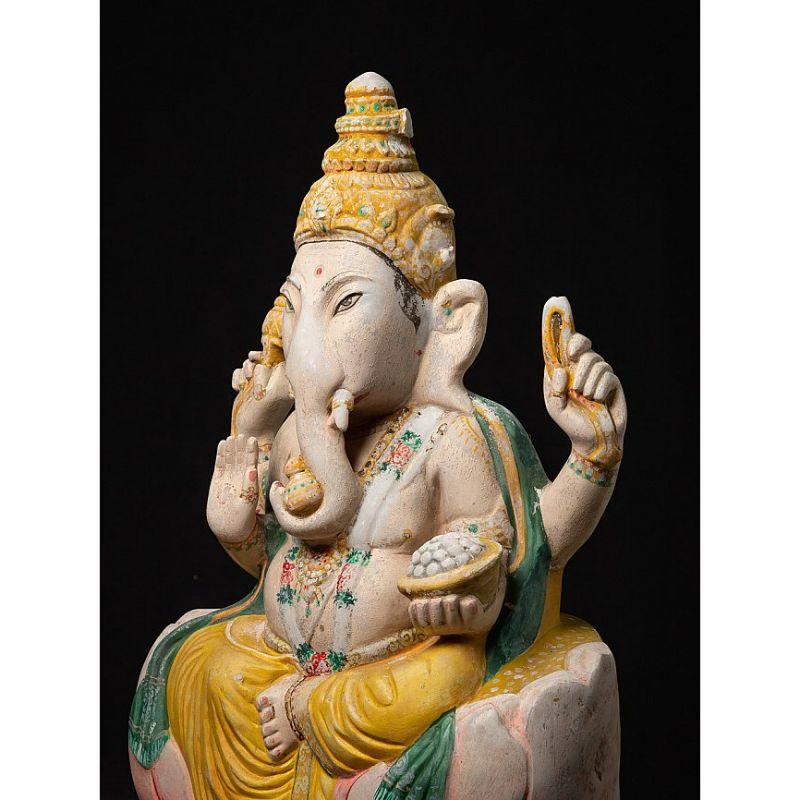 19th Century Antique Marble Ganesha Statue from Burma For Sale