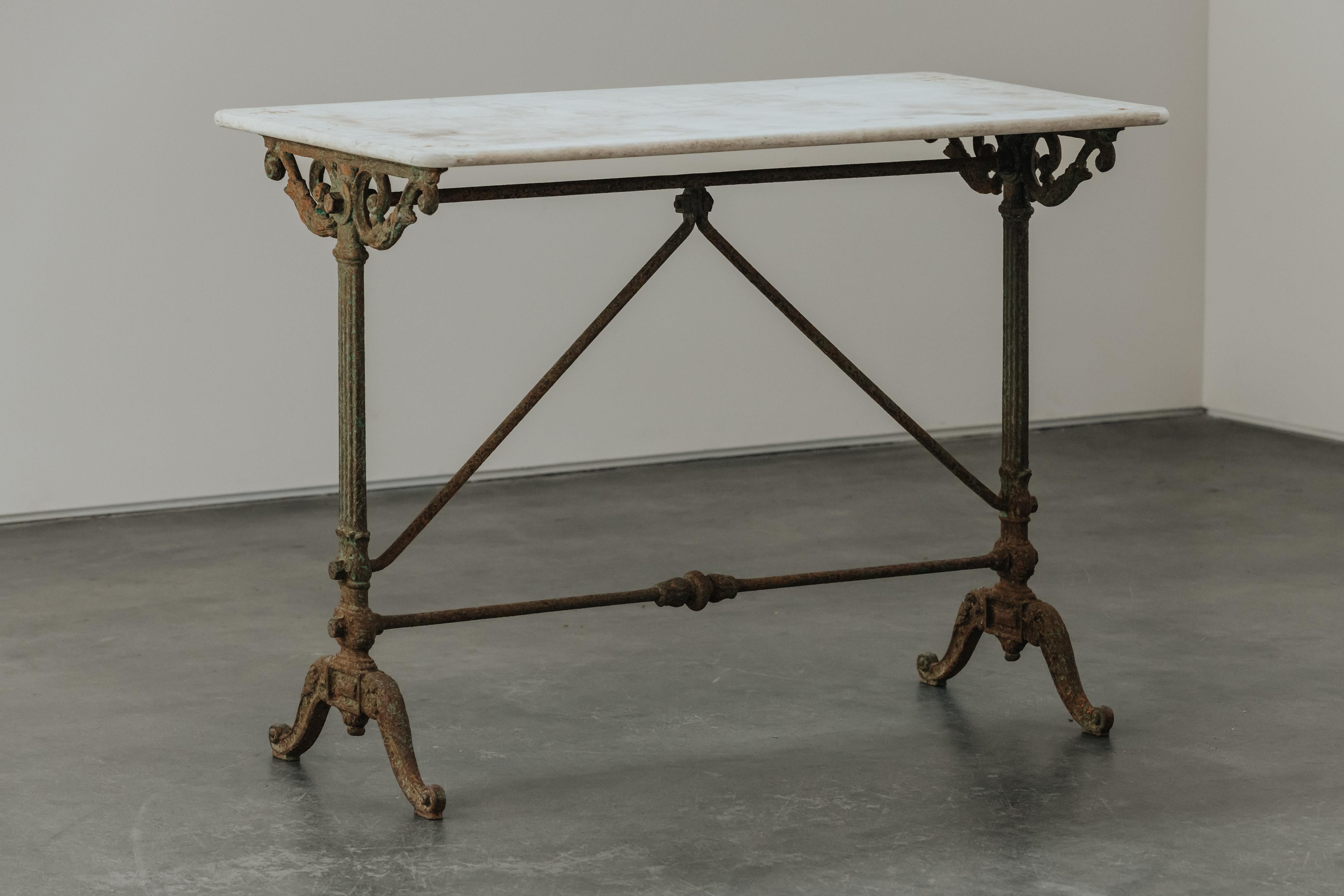European Antique Marble Garden Table From France, Circa 1850 For Sale