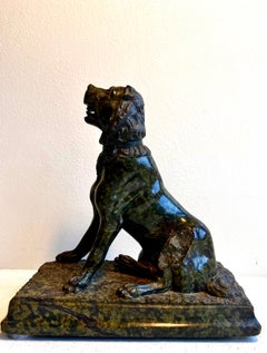 Antique Marble and Granite Dog Sculpture, American Classical, USA