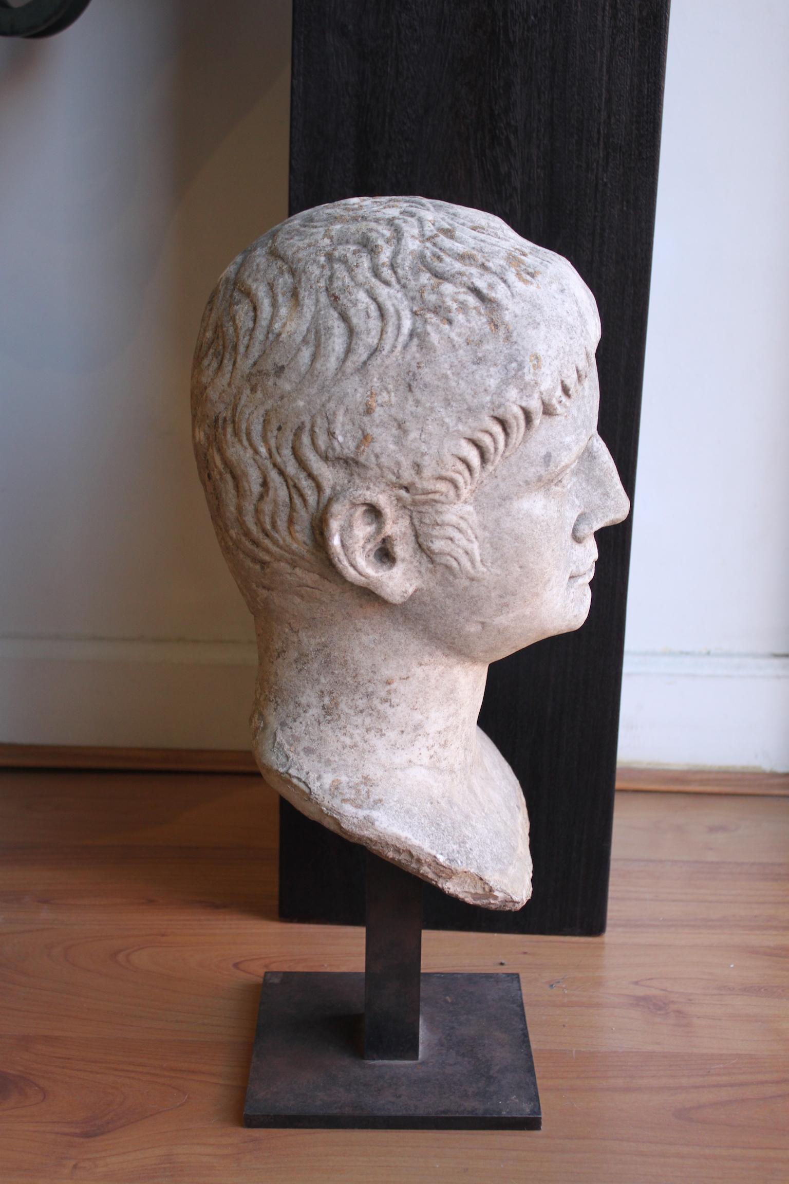 European Antique Marble Head For Sale