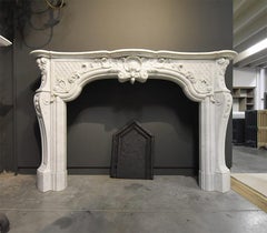 19th Century Antique Marble Louis XV Chateau Fireplace Mantel