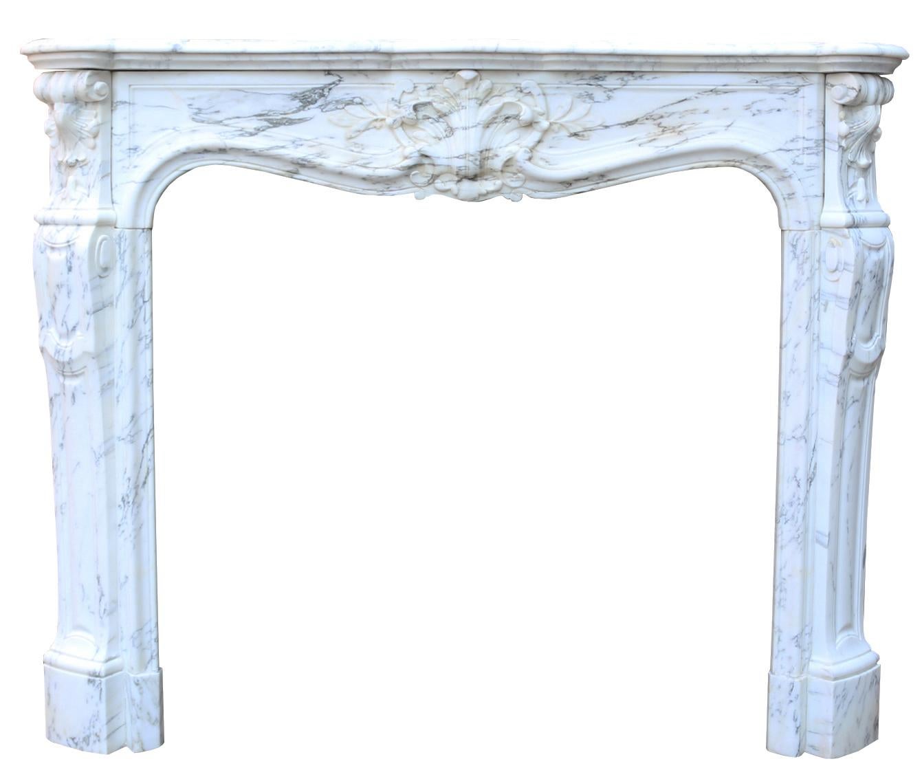 19th Century Antique Marble Louis XV Fireplace
