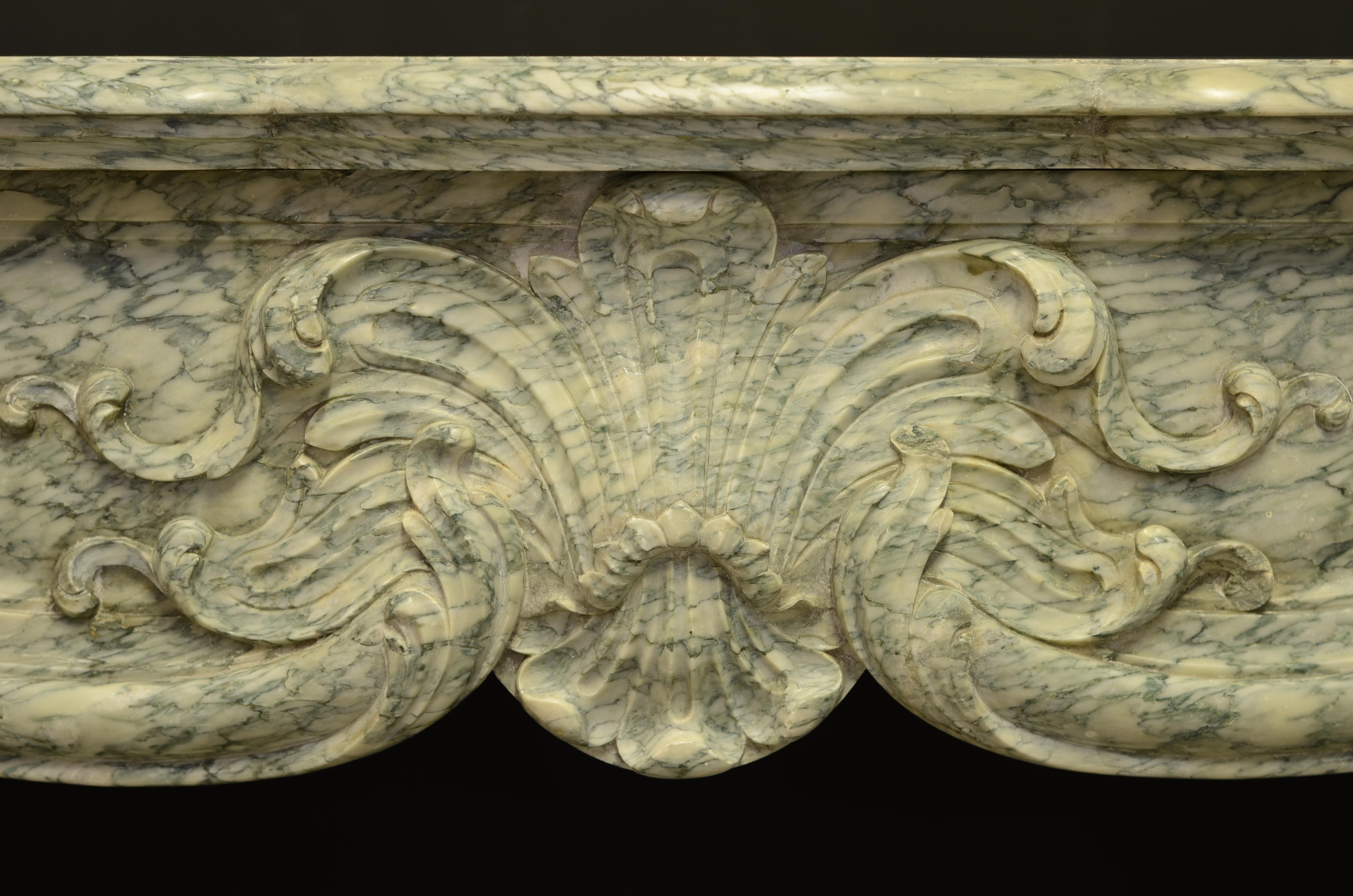 French Antique Marble Louis XV Fireplace Mantel, 19th Century