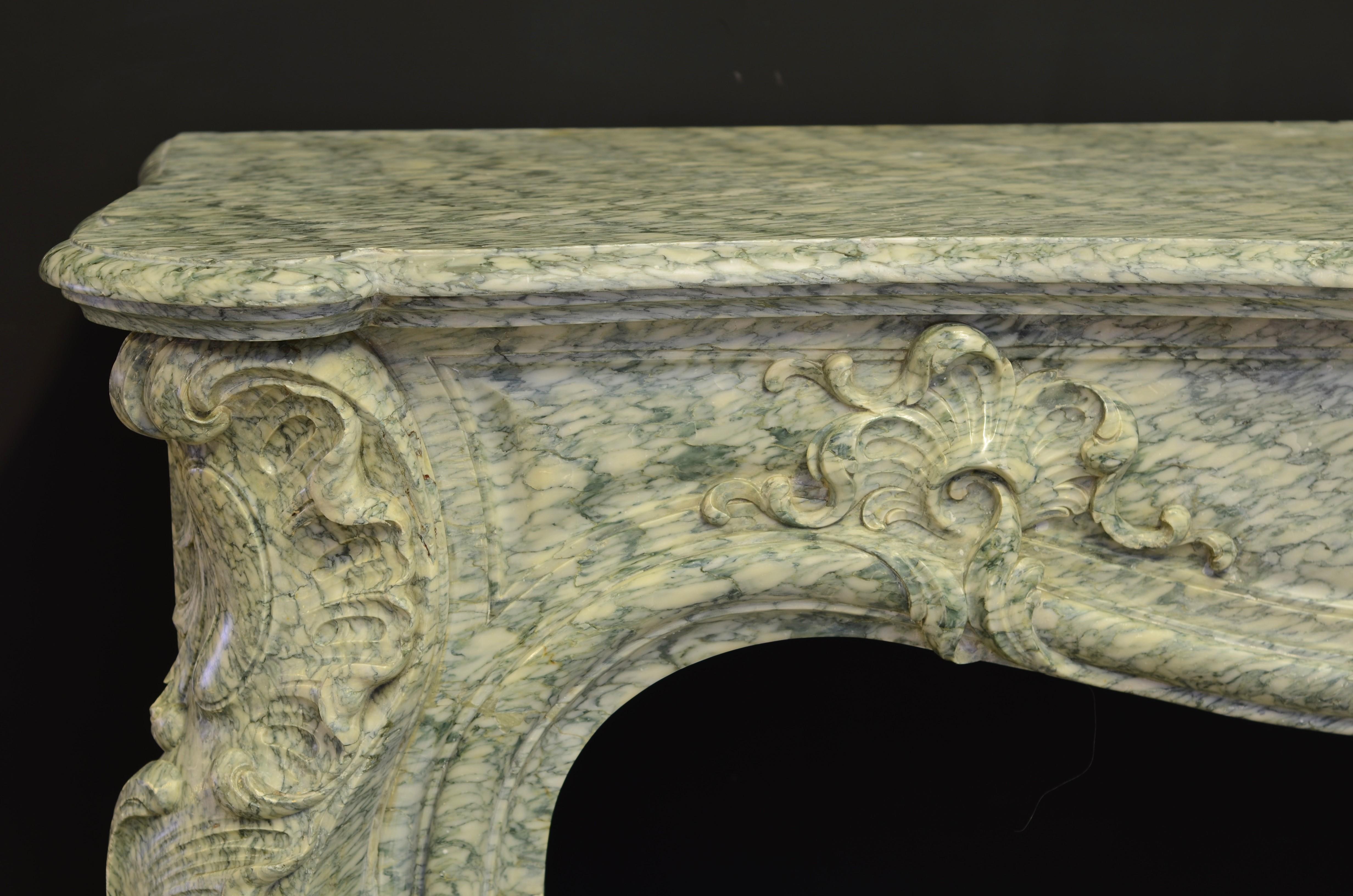 Antique Marble Louis XV Fireplace Mantel, 19th Century 2