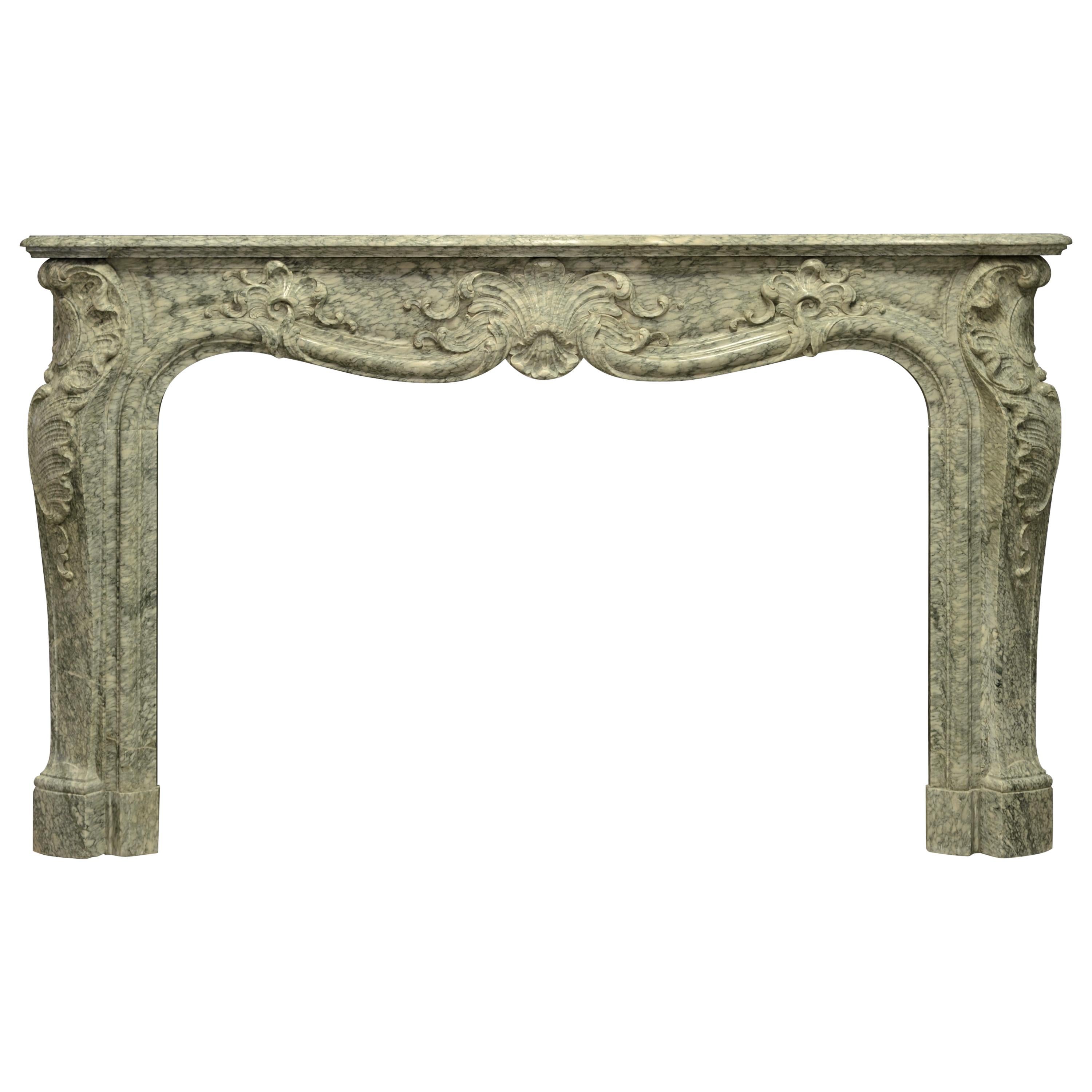 Antique Marble Louis XV Fireplace Mantel, 19th Century