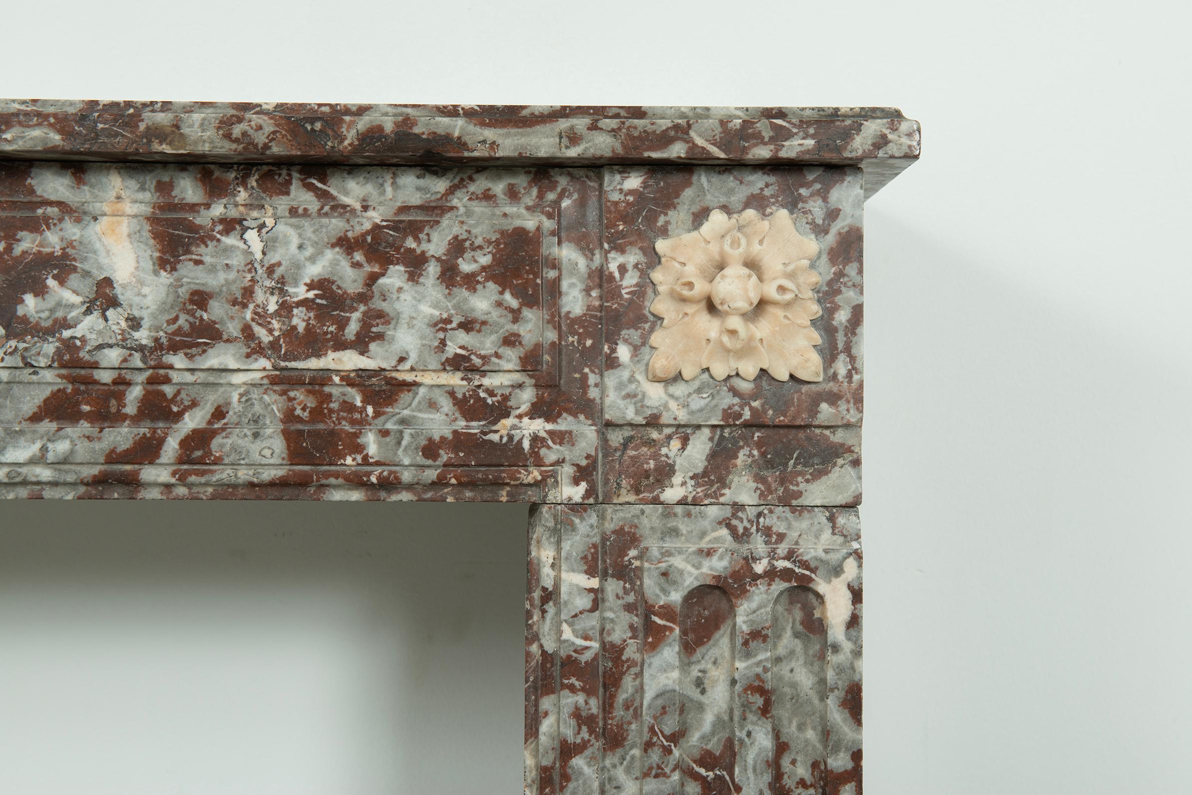 Antique Marble Louis XVI Fireplace Mantel For Sale 7
