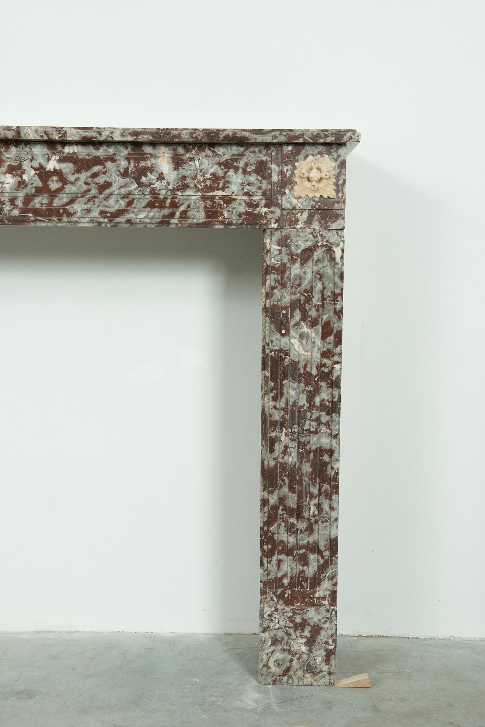 Antique Marble Louis XVI Fireplace Mantel For Sale 8