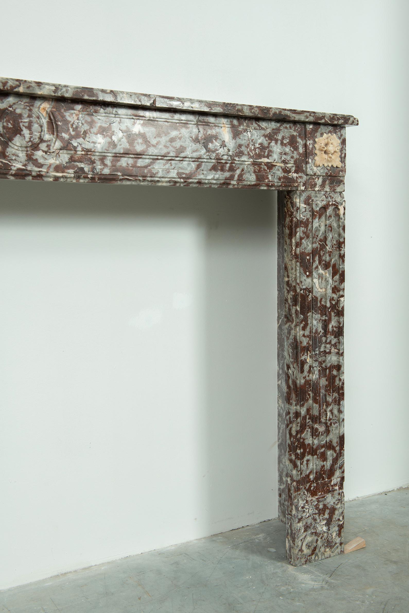 Antique Marble Louis XVI Fireplace Mantel For Sale 10