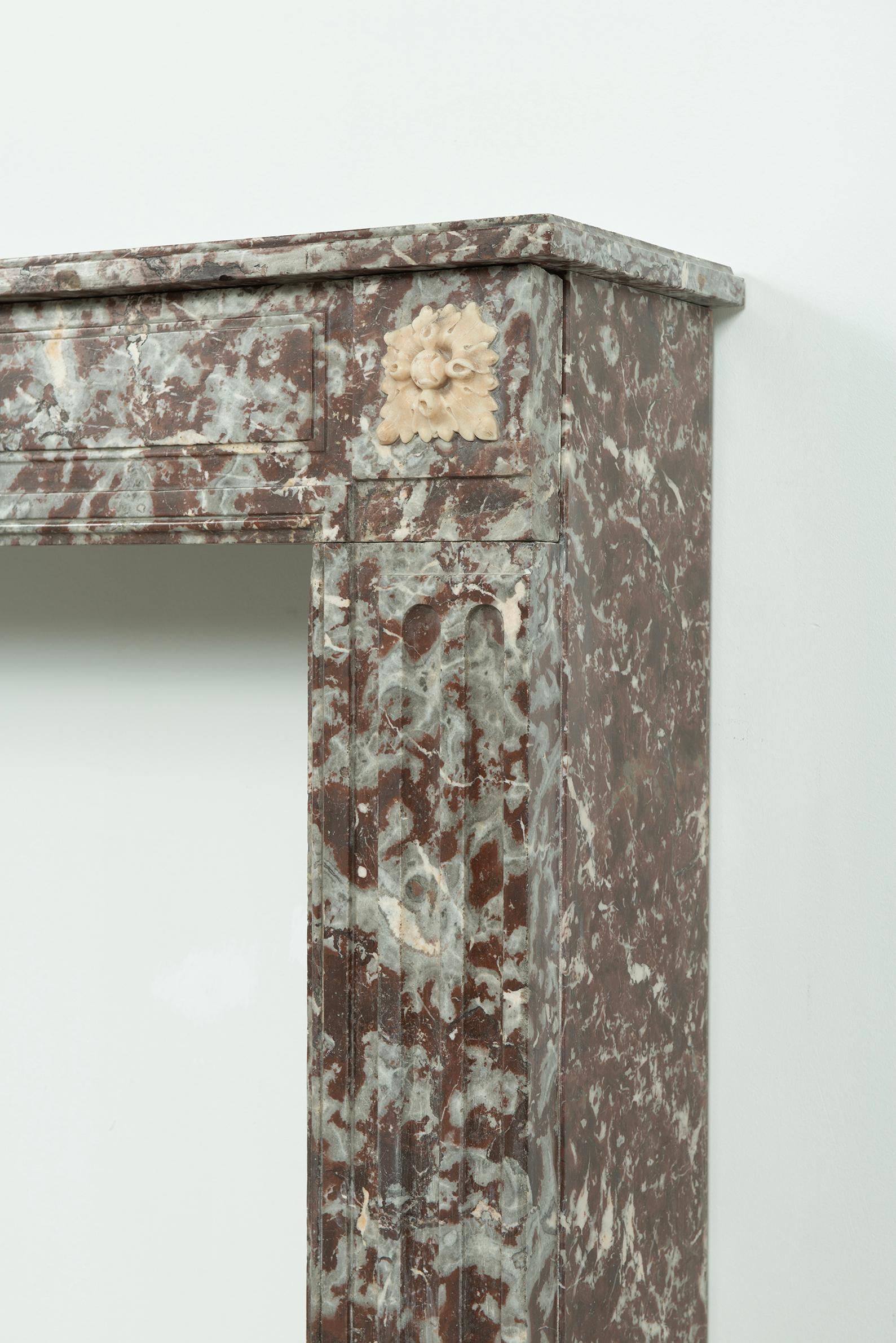 Antique Marble Louis XVI Fireplace Mantel For Sale 13