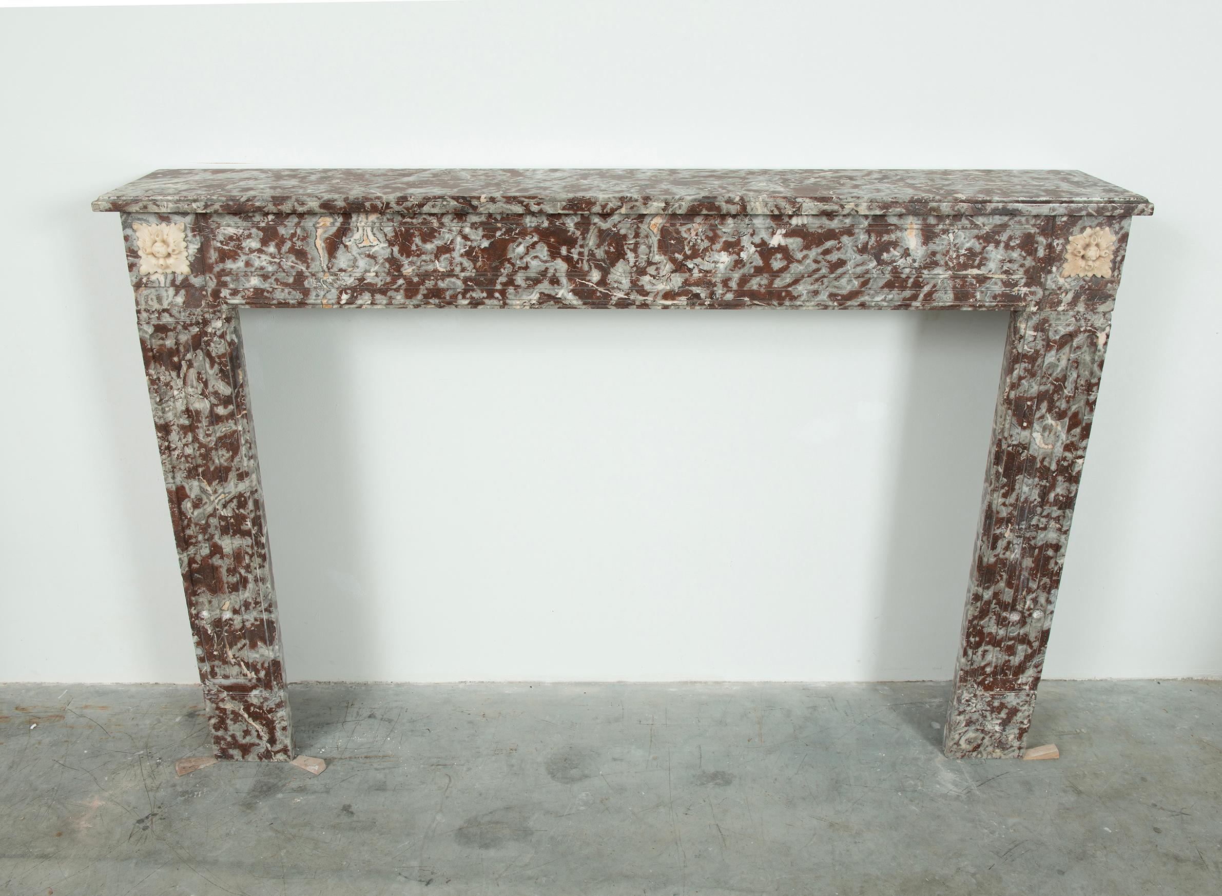 French Antique Marble Louis XVI Fireplace Mantel For Sale