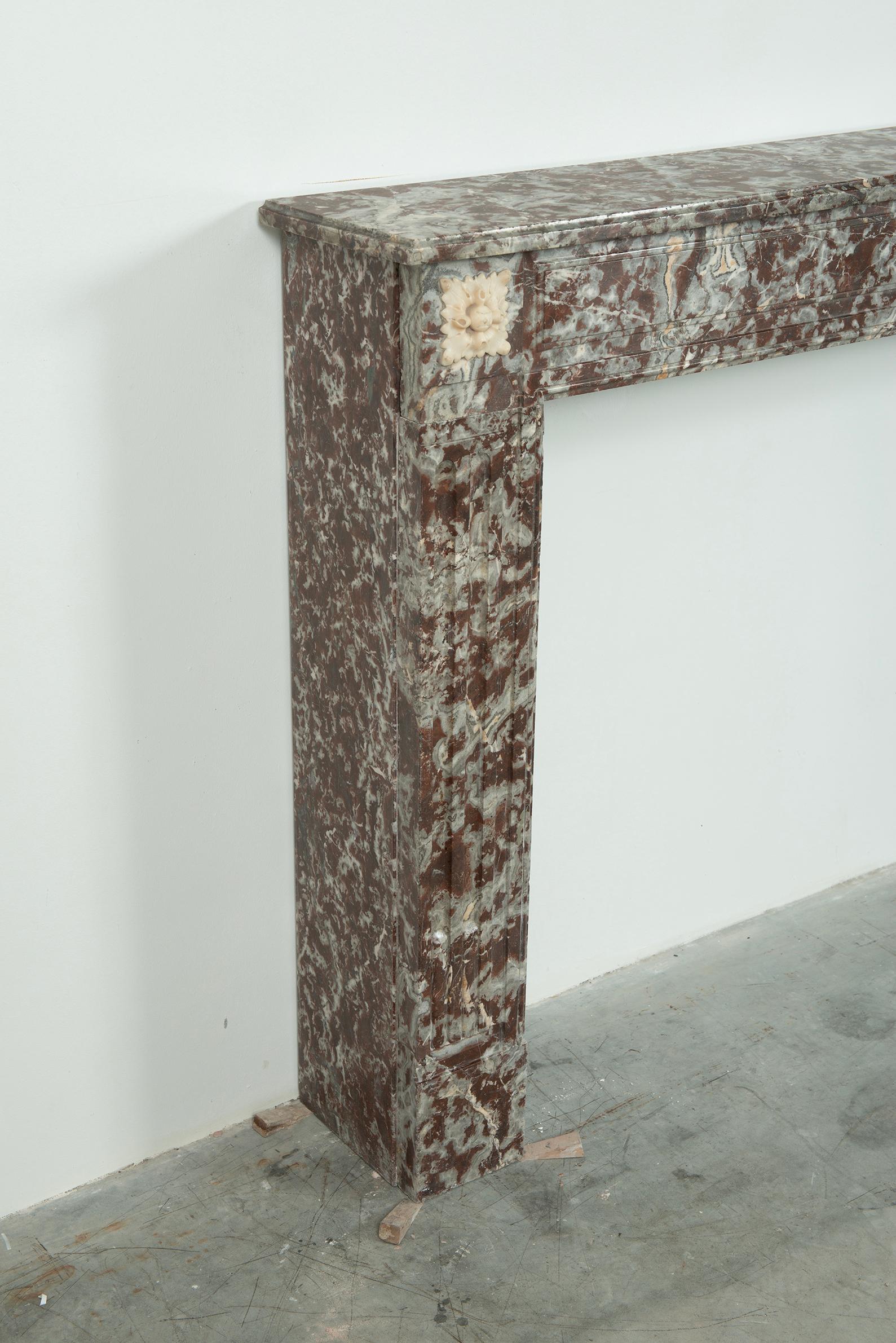 19th Century Antique Marble Louis XVI Fireplace Mantel For Sale