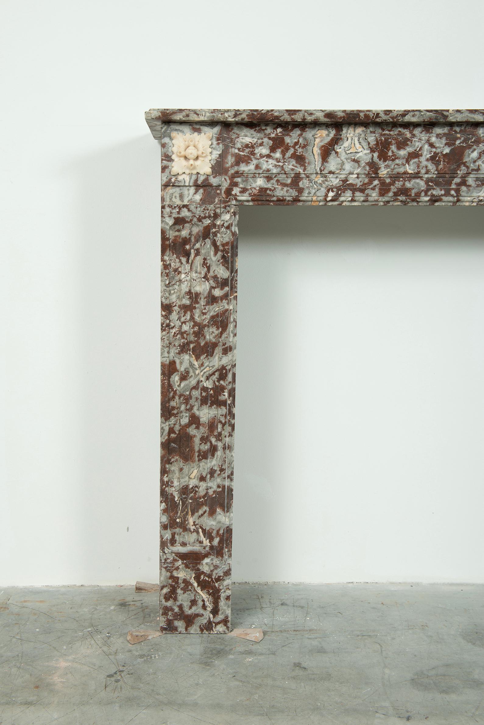 Antique Marble Louis XVI Fireplace Mantel For Sale 2
