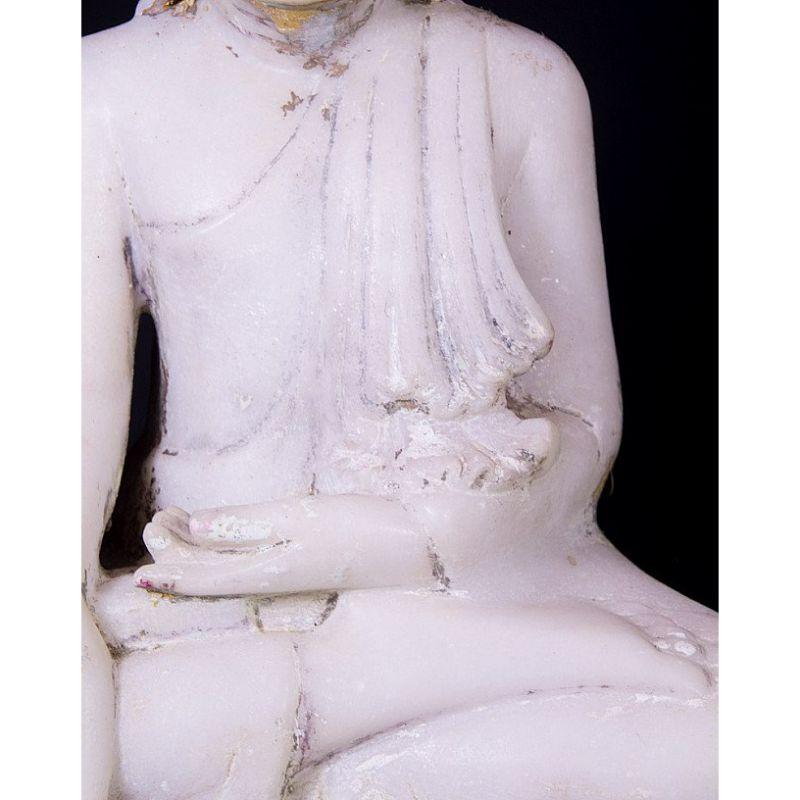 Antique Marble Mandalay Buddha Statue from Burma For Sale 9
