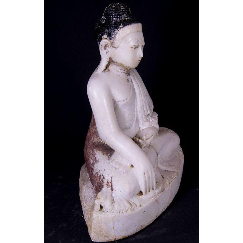 Antique Marble Mandalay Buddha Statue from Burma For Sale 11