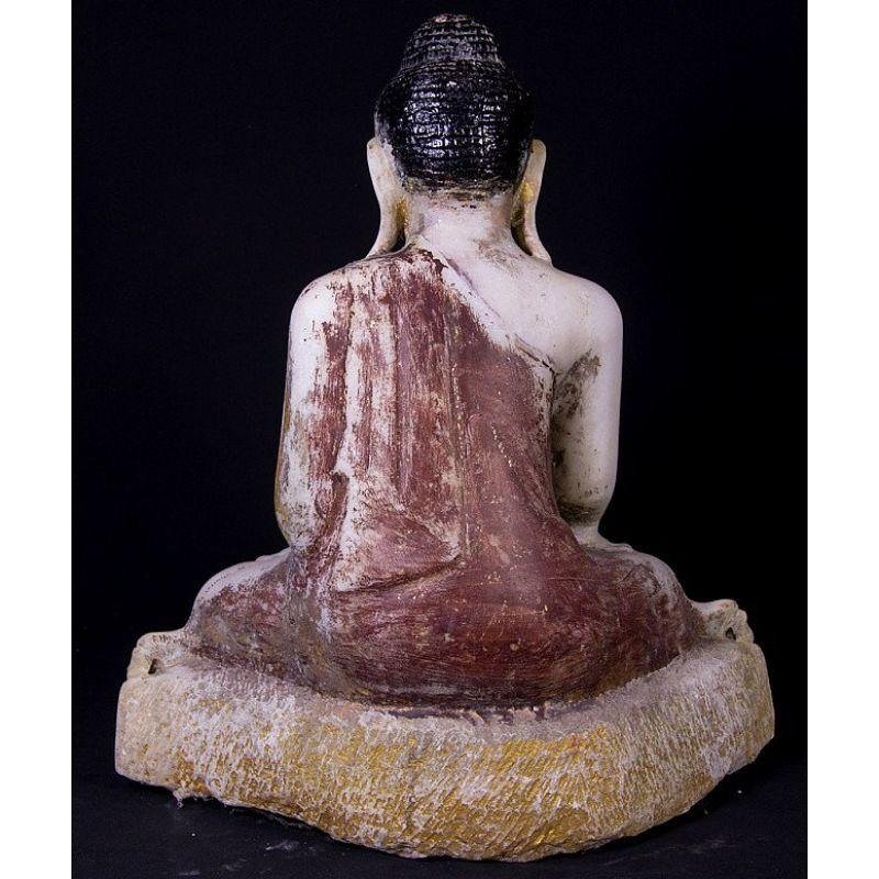 Antique Marble Mandalay Buddha Statue from Burma In Good Condition For Sale In DEVENTER, NL