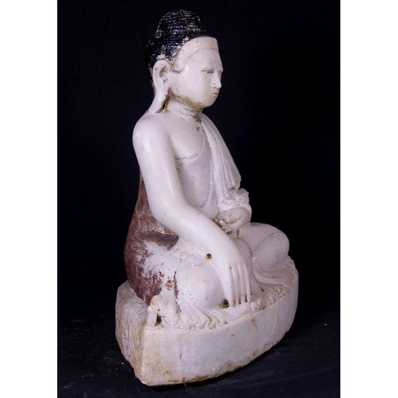 Antique Marble Mandalay Buddha Statue from Burma For Sale 1