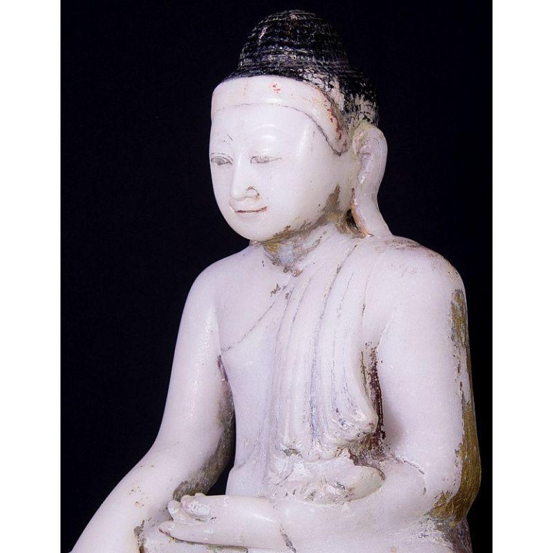 Antique Marble Mandalay Buddha Statue from Burma For Sale 3
