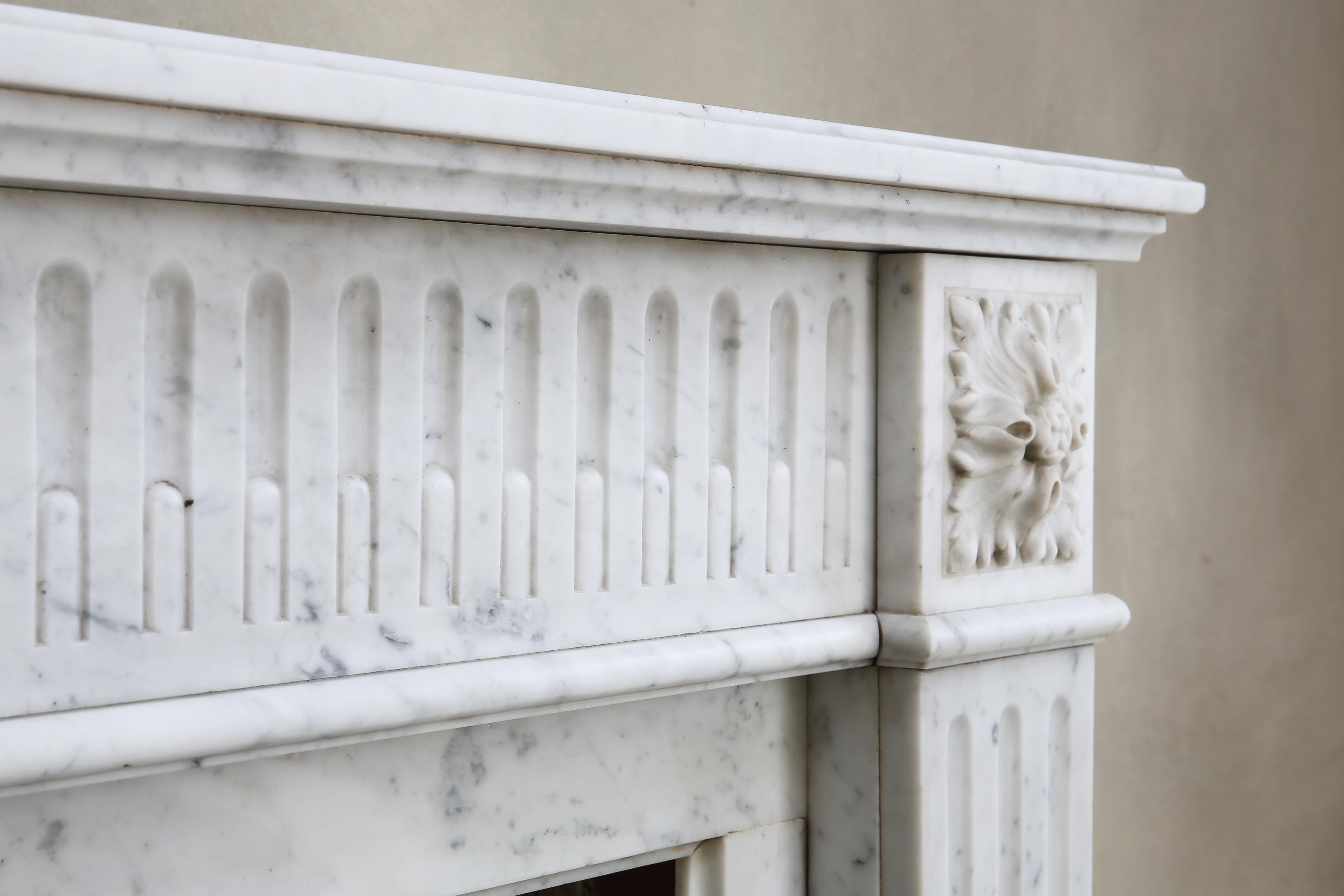Other Antique Marble Mantel Piece of Carrara Marble in Style of Louis XVI