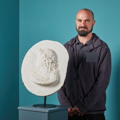 Antique Marble Plaque of a Maiden