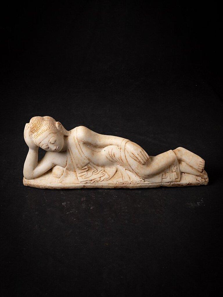 Antique Marble Reclining Buddha Statue from Burma For Sale 8