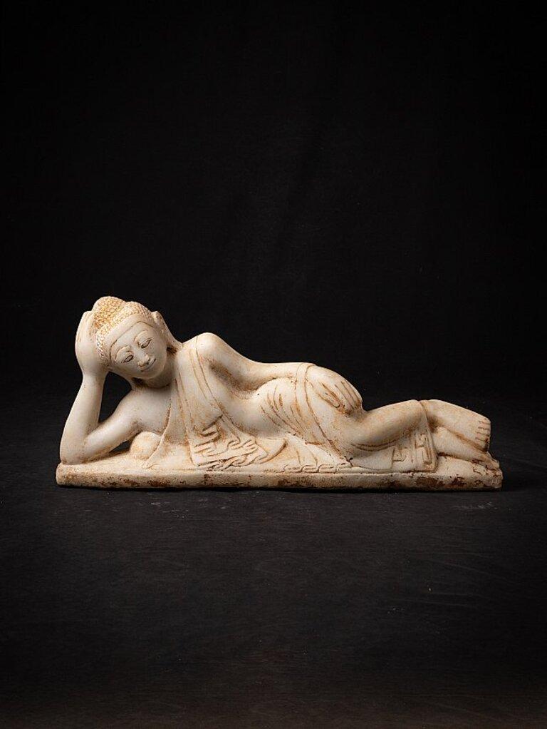 Antique Marble Reclining Buddha Statue from Burma For Sale