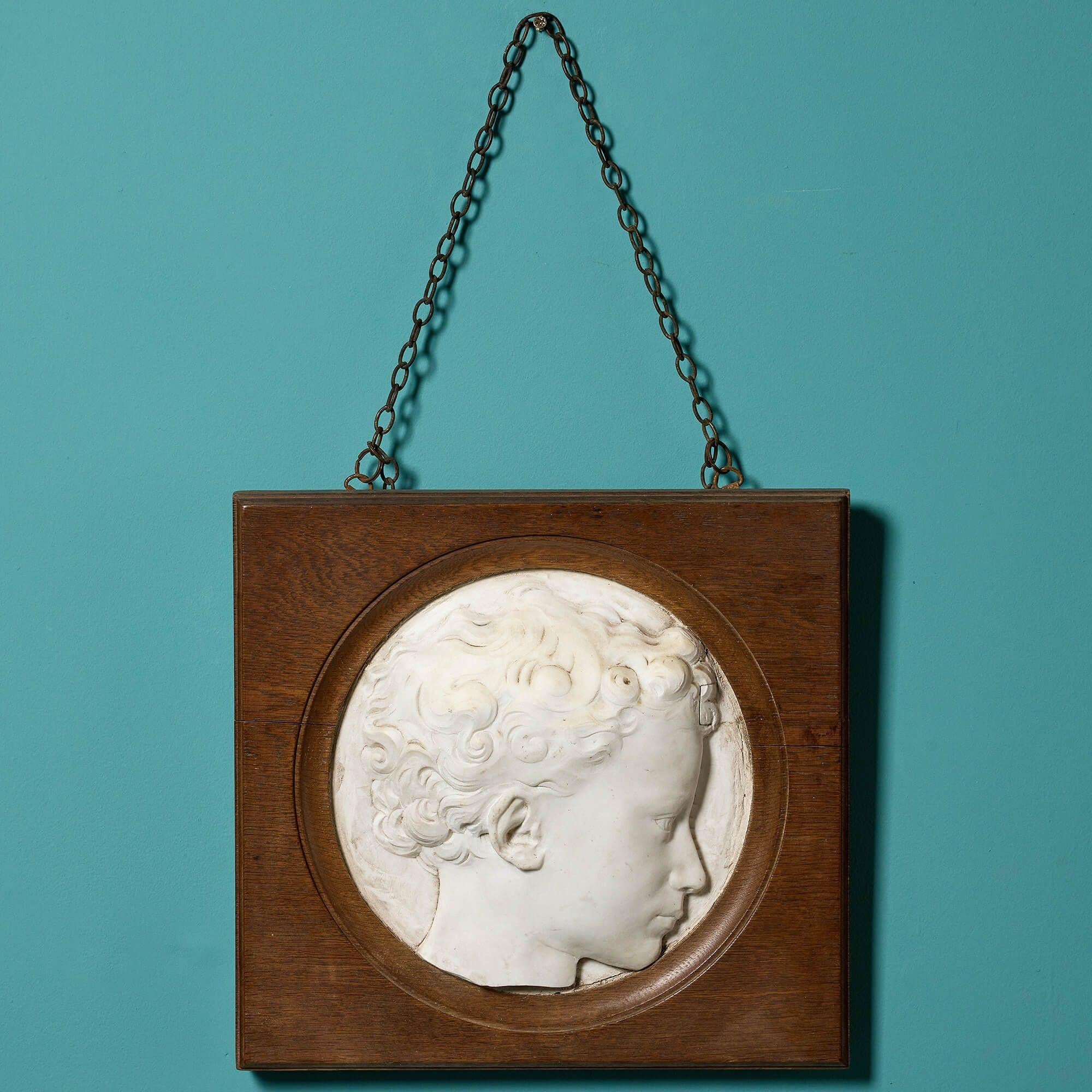 English Antique Marble Relief Wall Hanging For Sale