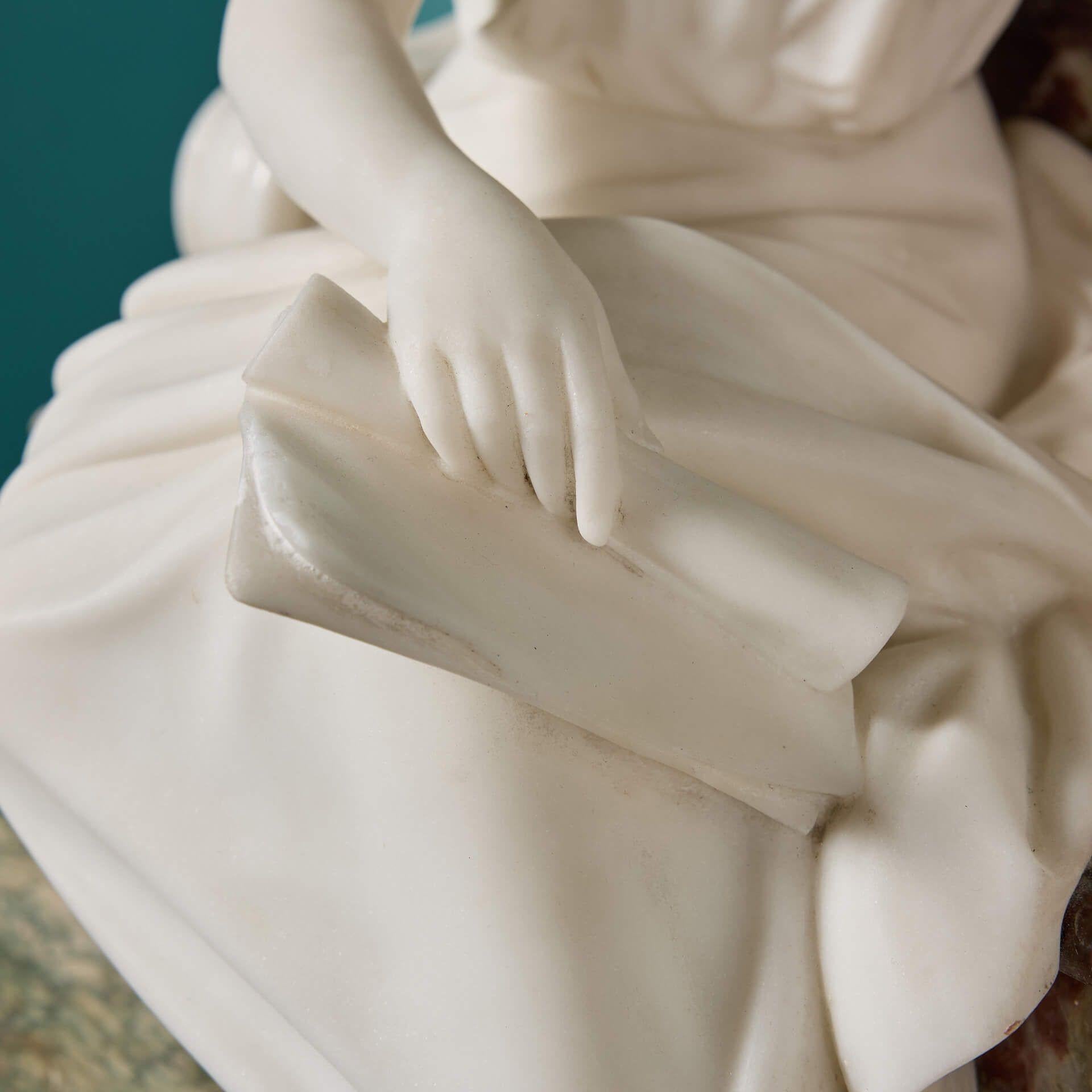 French Antique Marble Sculpture depicting ‘Reverie: In the Days of Sappho' For Sale