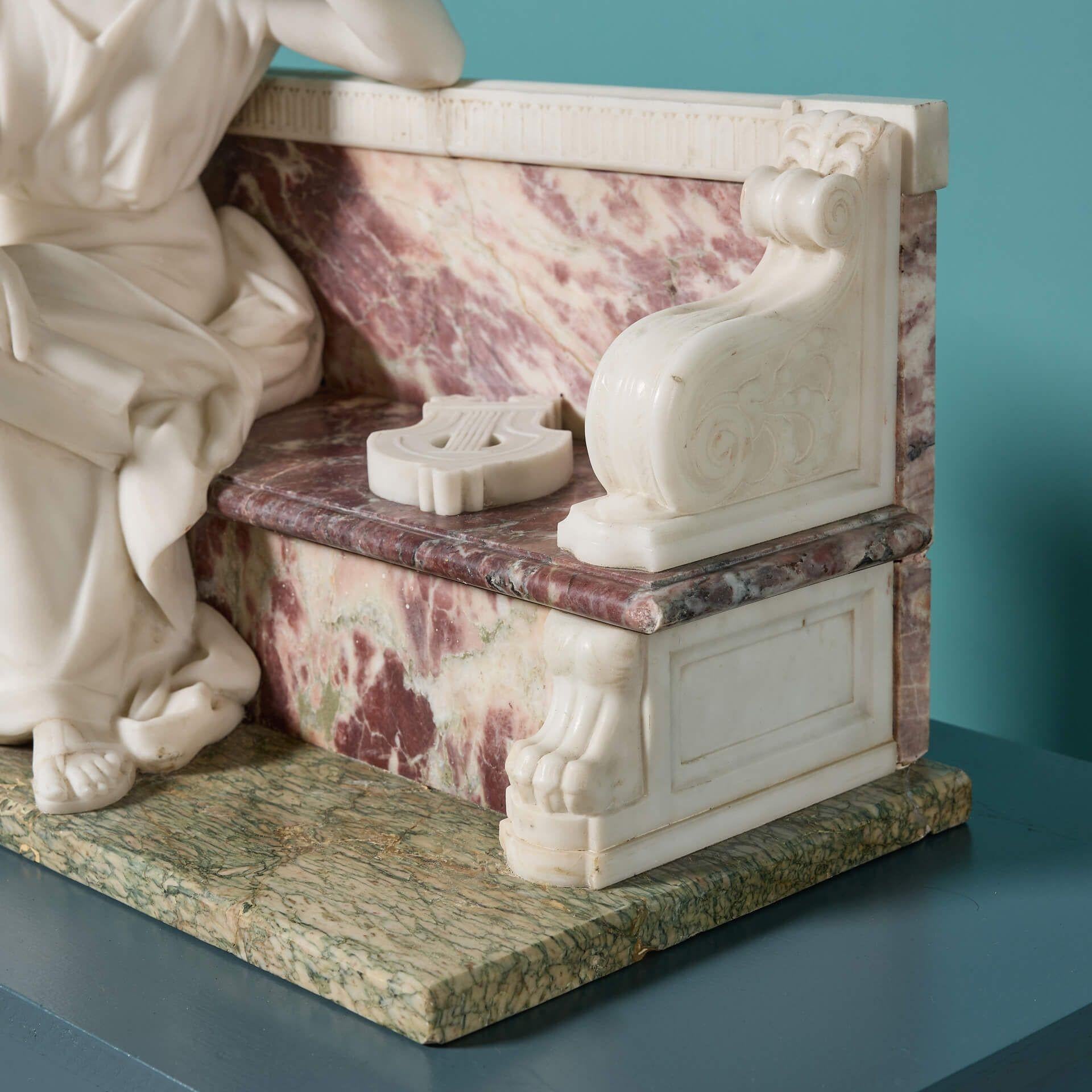 Neoclassical Antique Marble Sculpture depicting ‘Reverie: In the Days of Sappho'