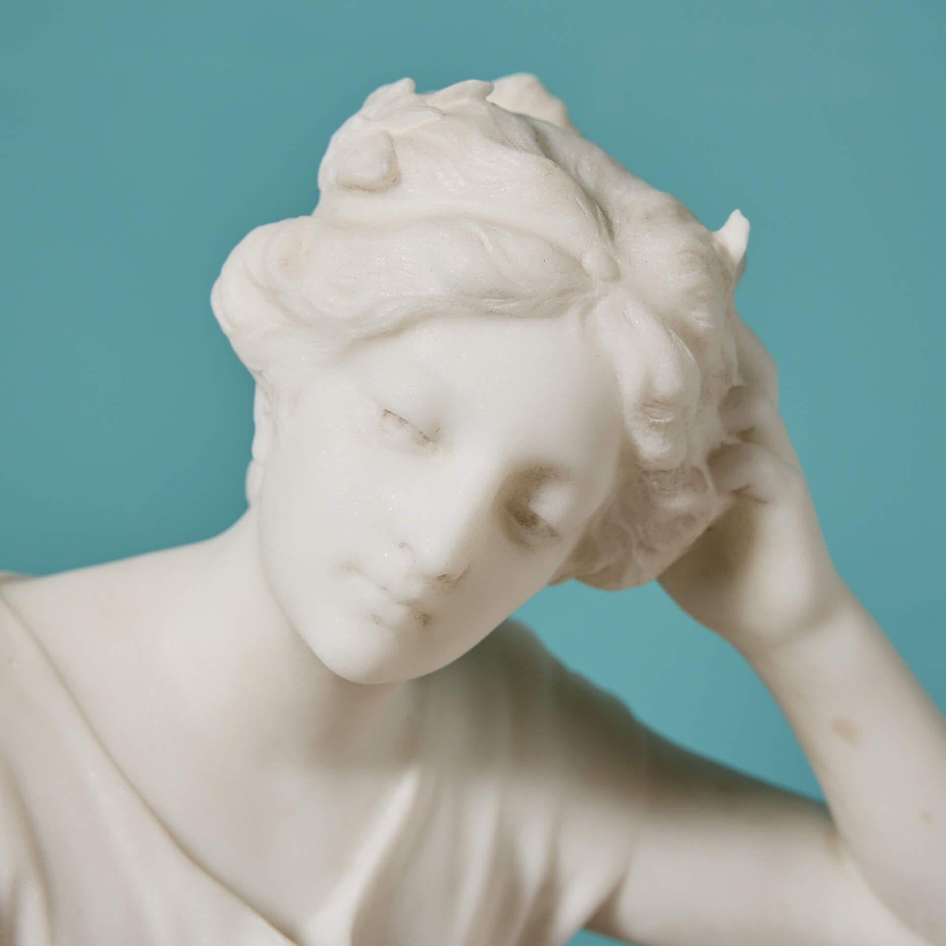 Antique Marble Sculpture depicting ‘Reverie: In the Days of Sappho' In Fair Condition In Wormelow, Herefordshire