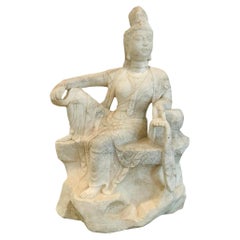 Antique Marble Sculpture of a Seated Guanyin / Bodhisattva, Circa 1900