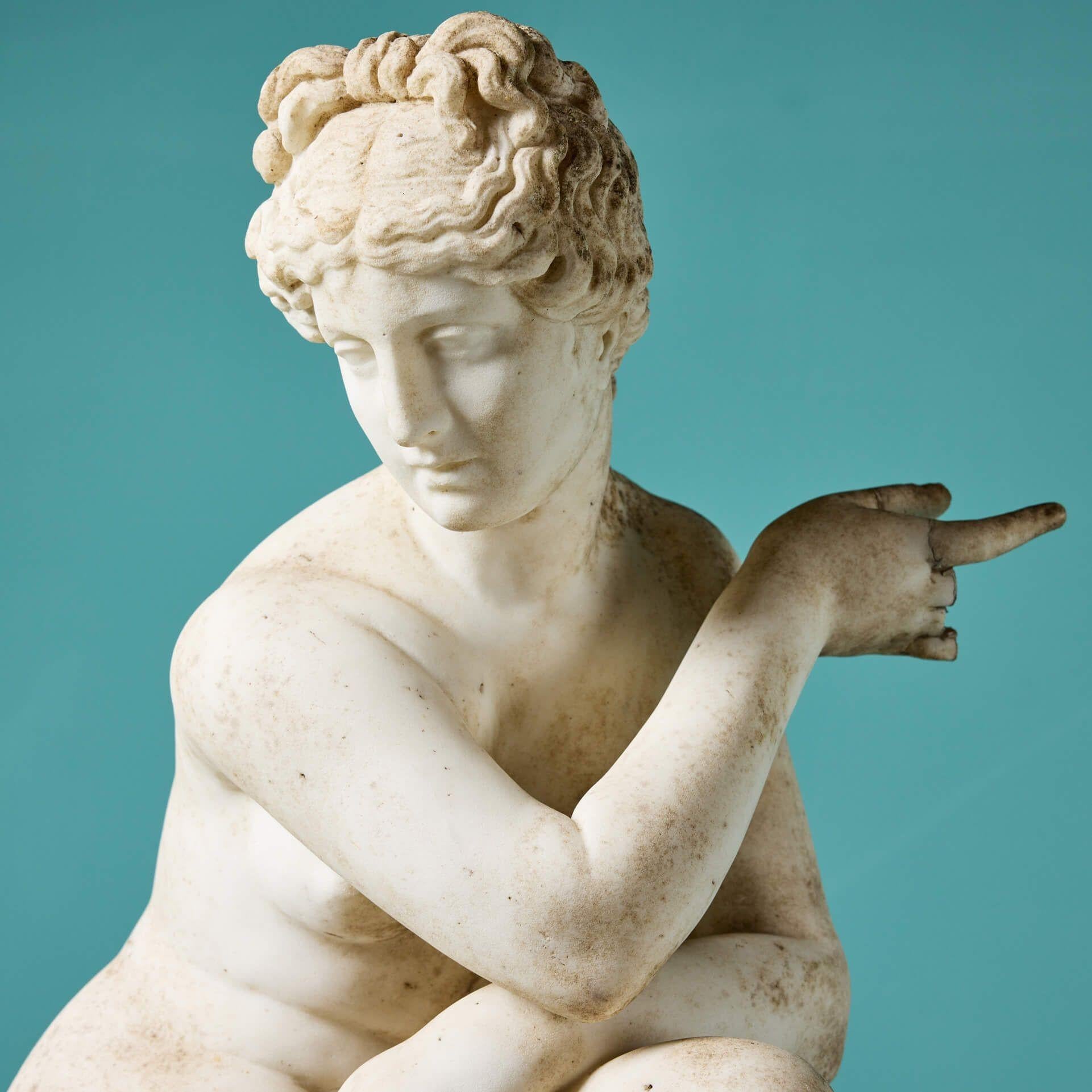 Grand Tour Antique Marble Sculpture of Aphrodite on Column For Sale