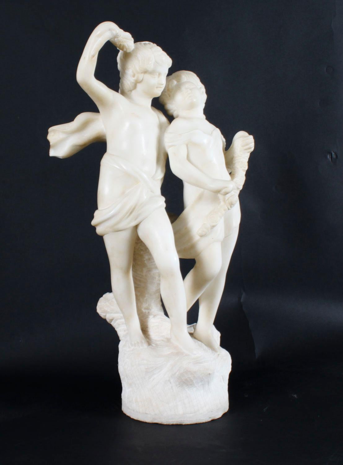 Scultura antica in marmo di due fratelli del XX secolo in vendita 8