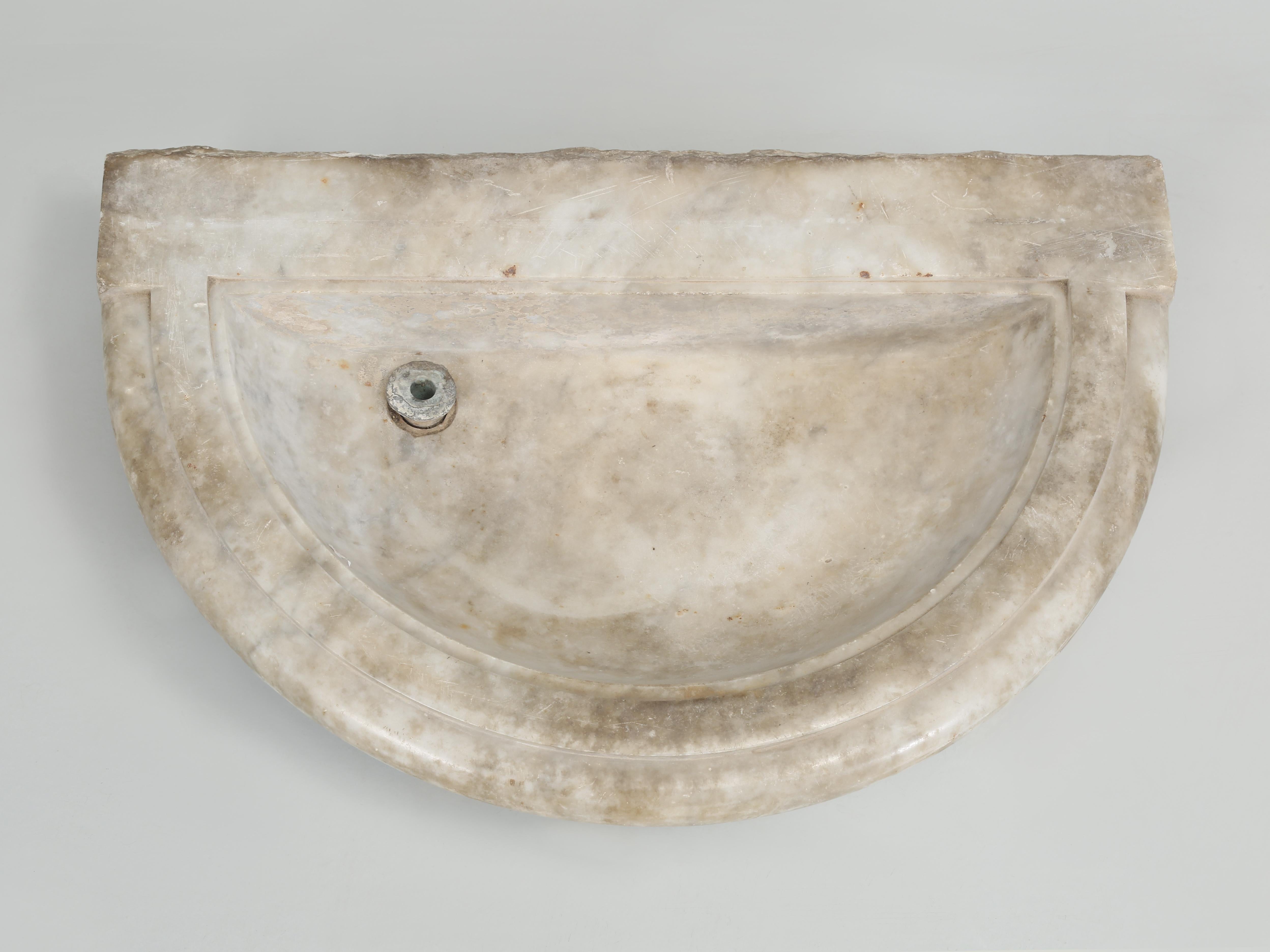 Hand-Carved Antique Marble Sink from the Toulouse Region Perfect of Powder Room Bathroom