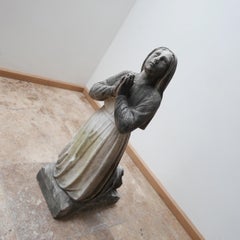 Antique Marble Statue of Kneeling Religious Praying Lady