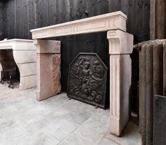 19th Century Antique French Marble Stone Fireplace
