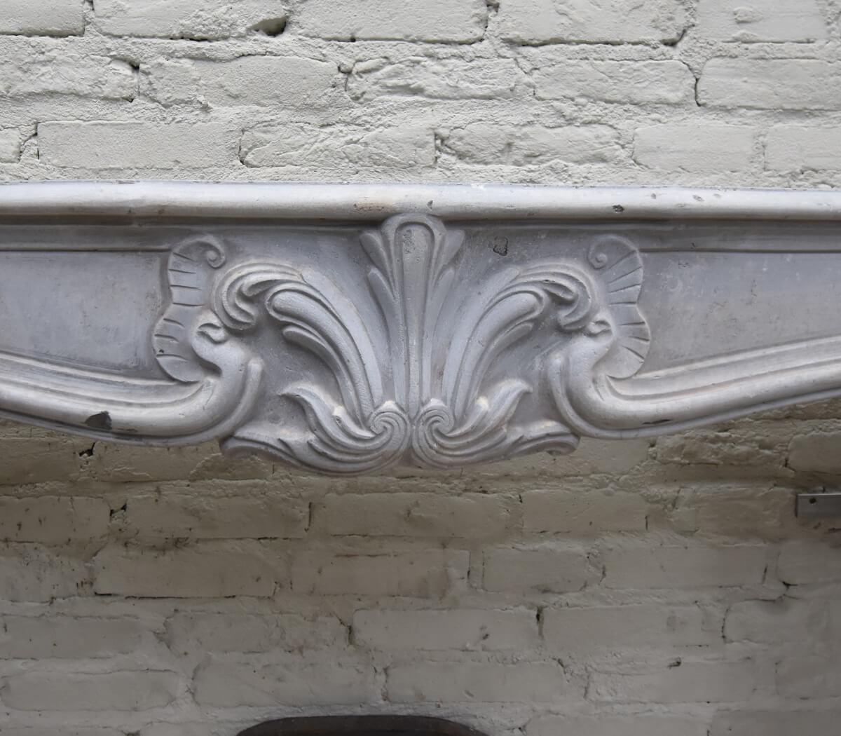 Stone Antique marble stone Louis XV front fireplace mantel 19th Century For Sale