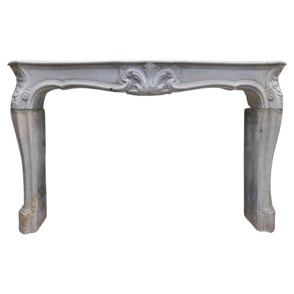 Antique marble stone Louis XV front fireplace mantel 19th Century For Sale