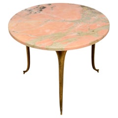 Antique Marble Top Brass Side Table / Coffee Table