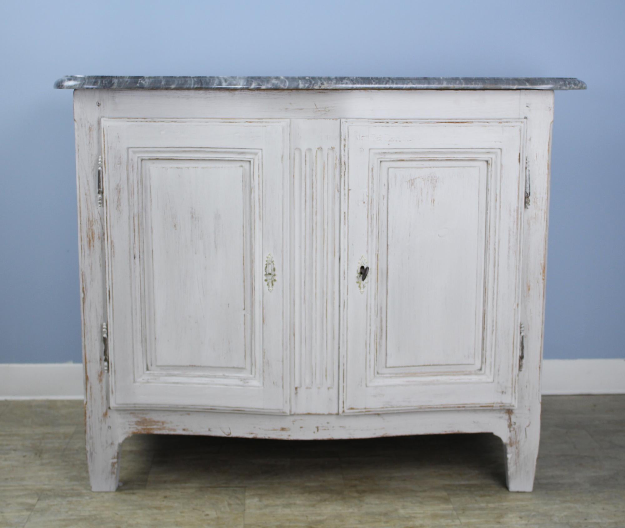 French Antique Marble-Top Buffet, Newly Painted For Sale