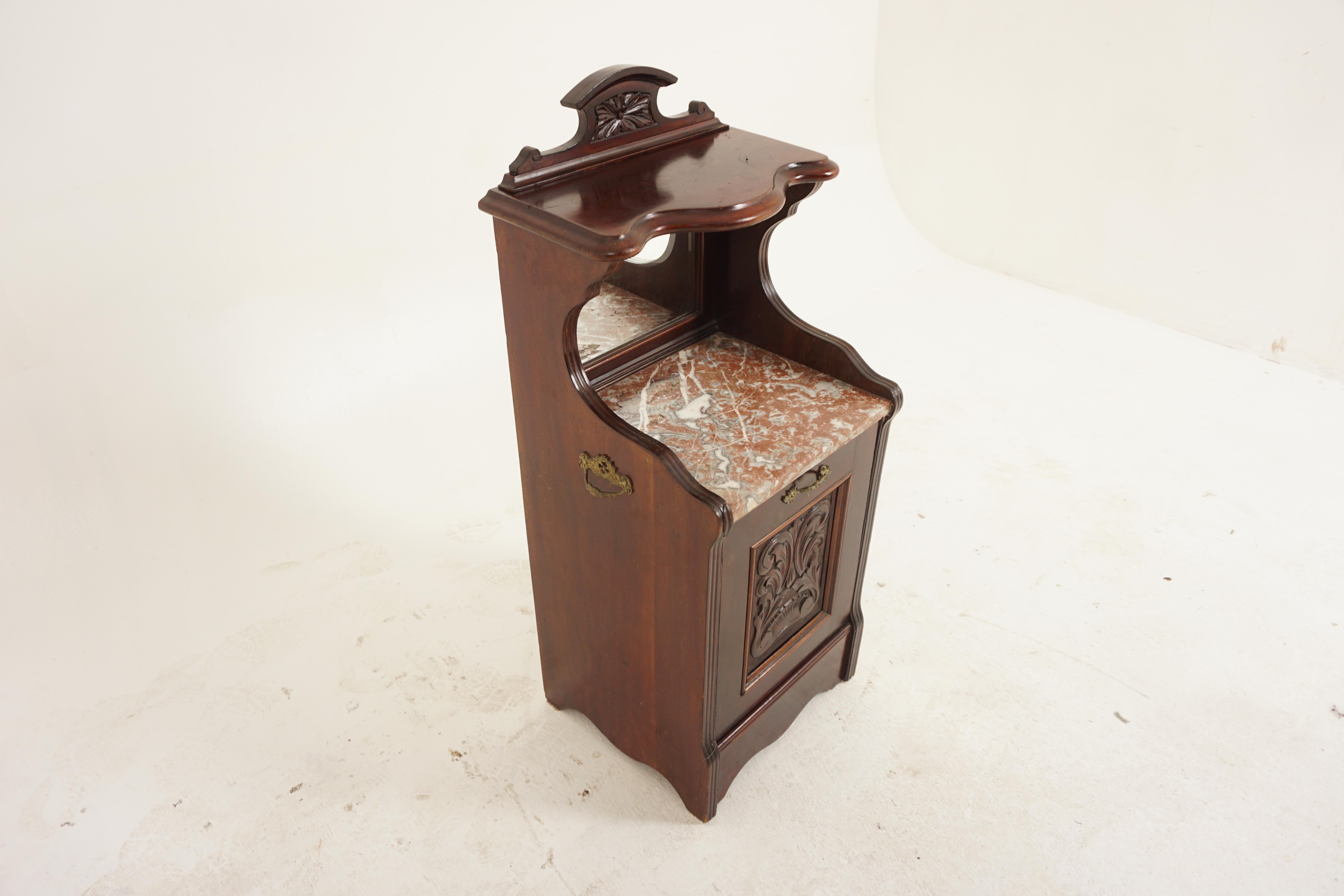Scottish Antique Marble Top Coal Depot, Coal Box, lamp Table, Scotland 1890, H1177