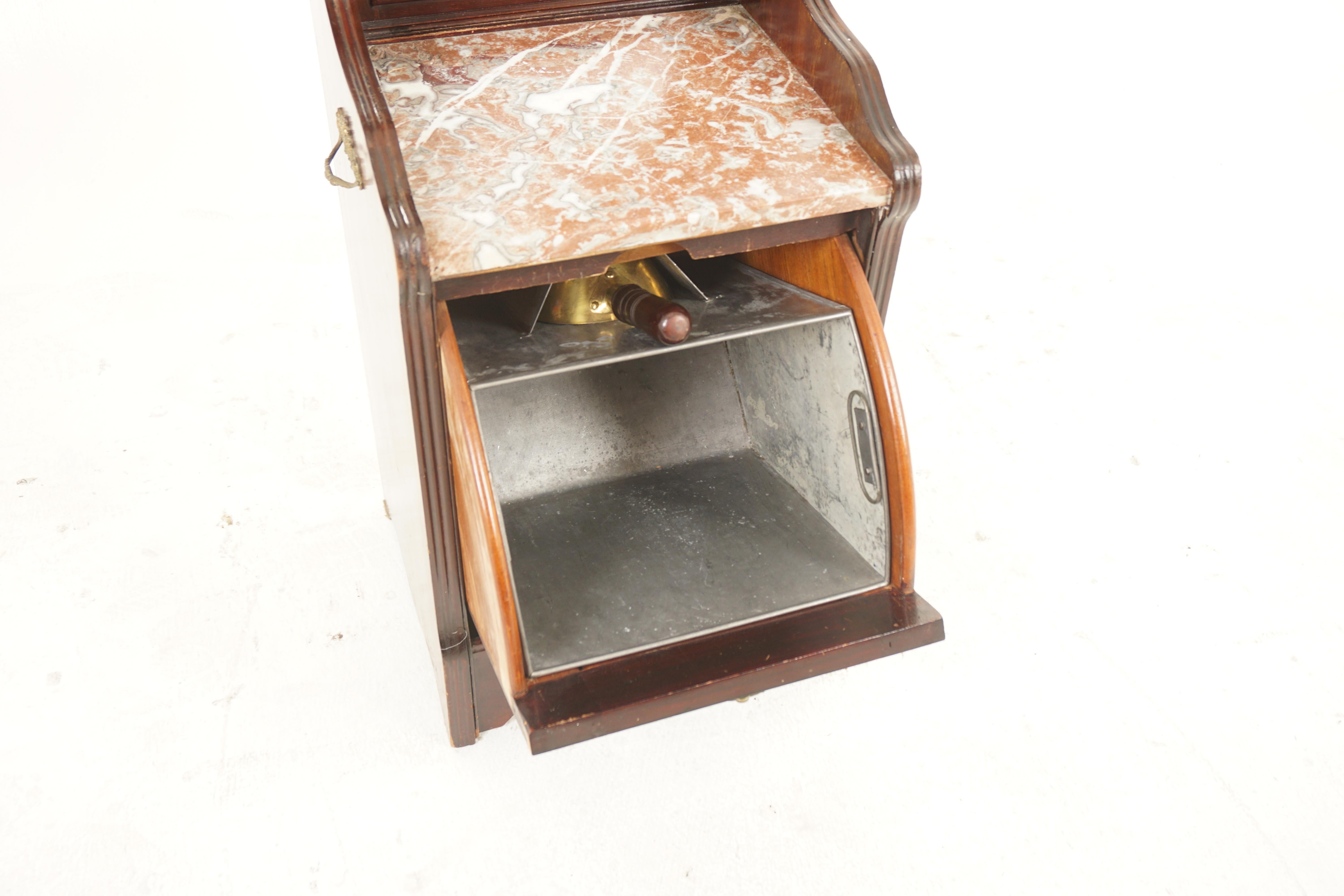 Hand-Crafted Antique Marble Top Coal Depot, Coal Box, lamp Table, Scotland 1890, H1177