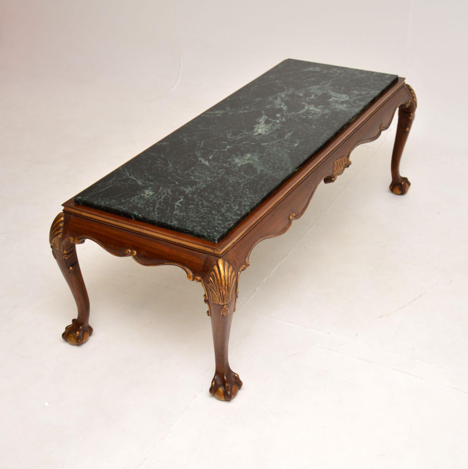 Chippendale Antique Marble Top Coffee Table