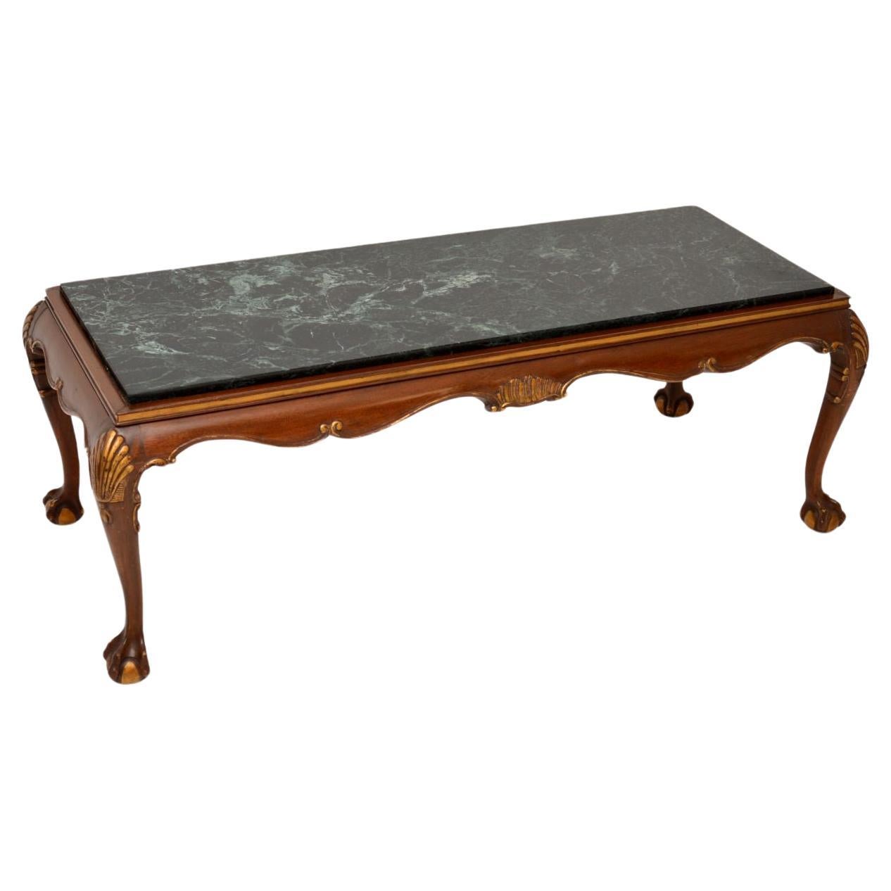 Modern Marble Top Oak Coffee Table For Sale at 1stDibs