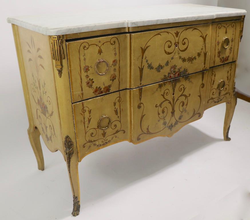 Antique Marble-Top Commode with Paint Decoration For Sale 2
