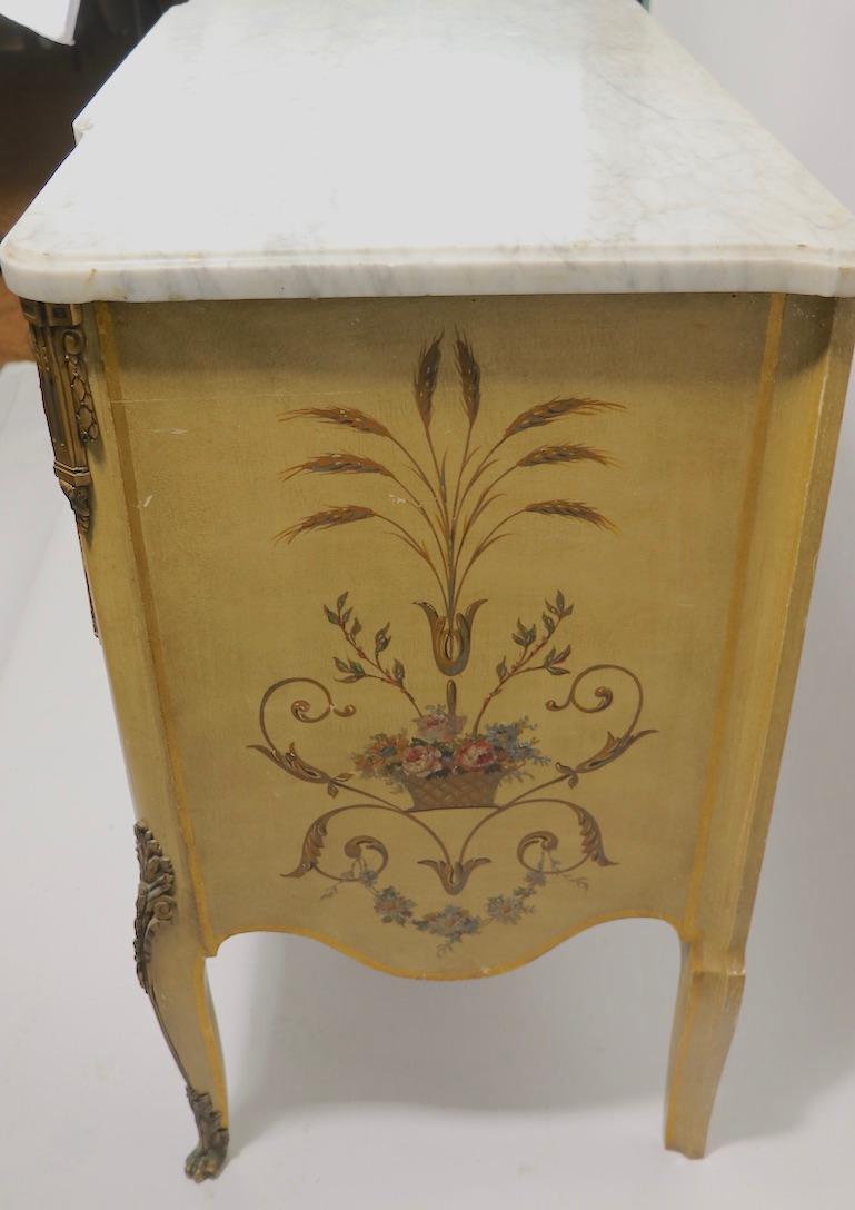 Antique Marble-Top Commode with Paint Decoration For Sale 3