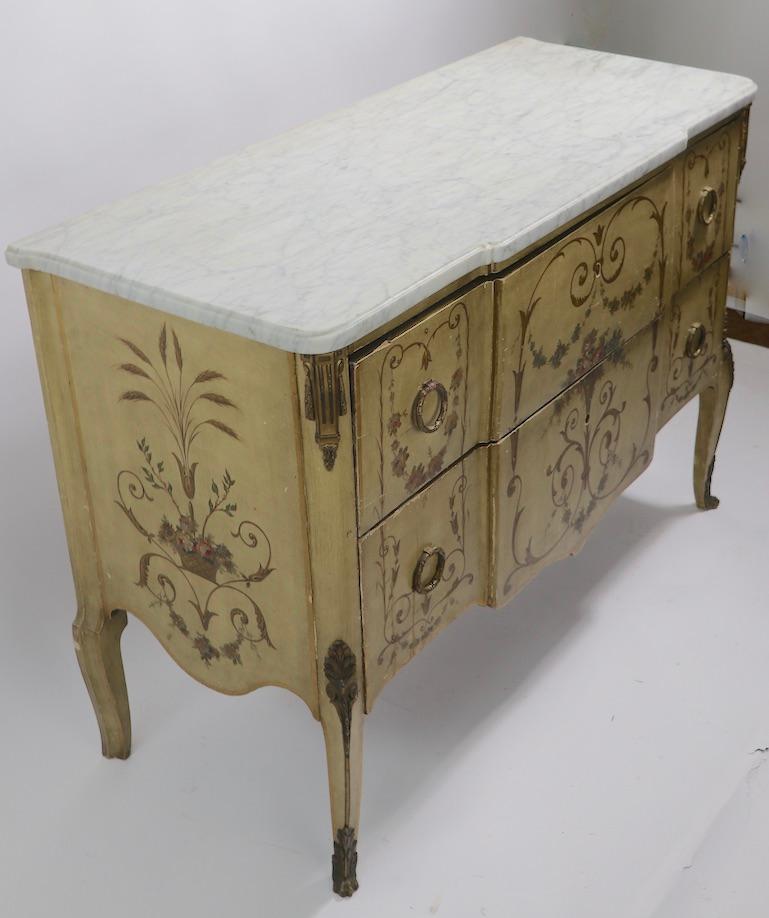 Antique Marble-Top Commode with Paint Decoration For Sale 10