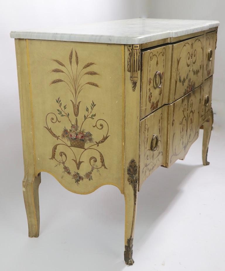 Antique Marble-Top Commode with Paint Decoration For Sale 11